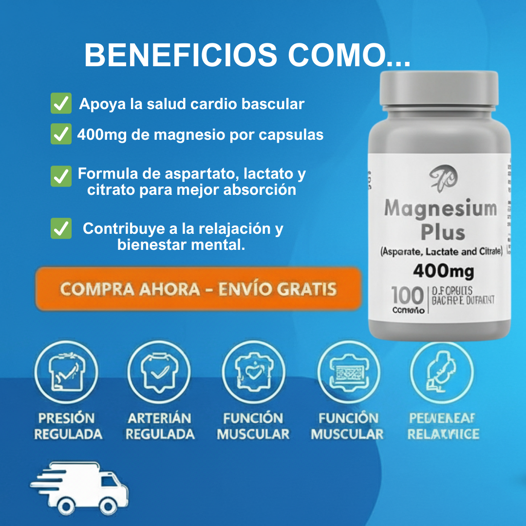 MAGNESIUM PLUS - 400mg | 100 cápsulas💊